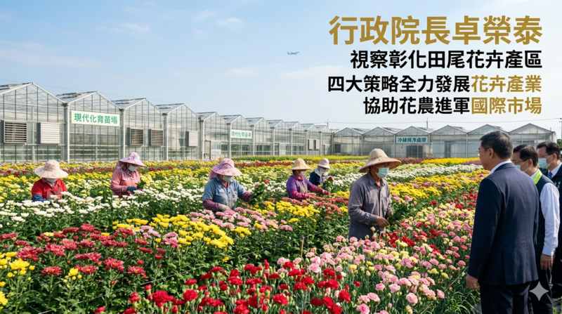 視察彰化田尾花卉產區　卓榮泰推四大策略全力發展彰化花卉產業助花農進軍國際市場