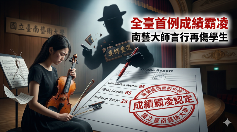 國立臺南藝術大學首例成績霸凌案　家長控教師言行導致學生二度名譽與心理傷害