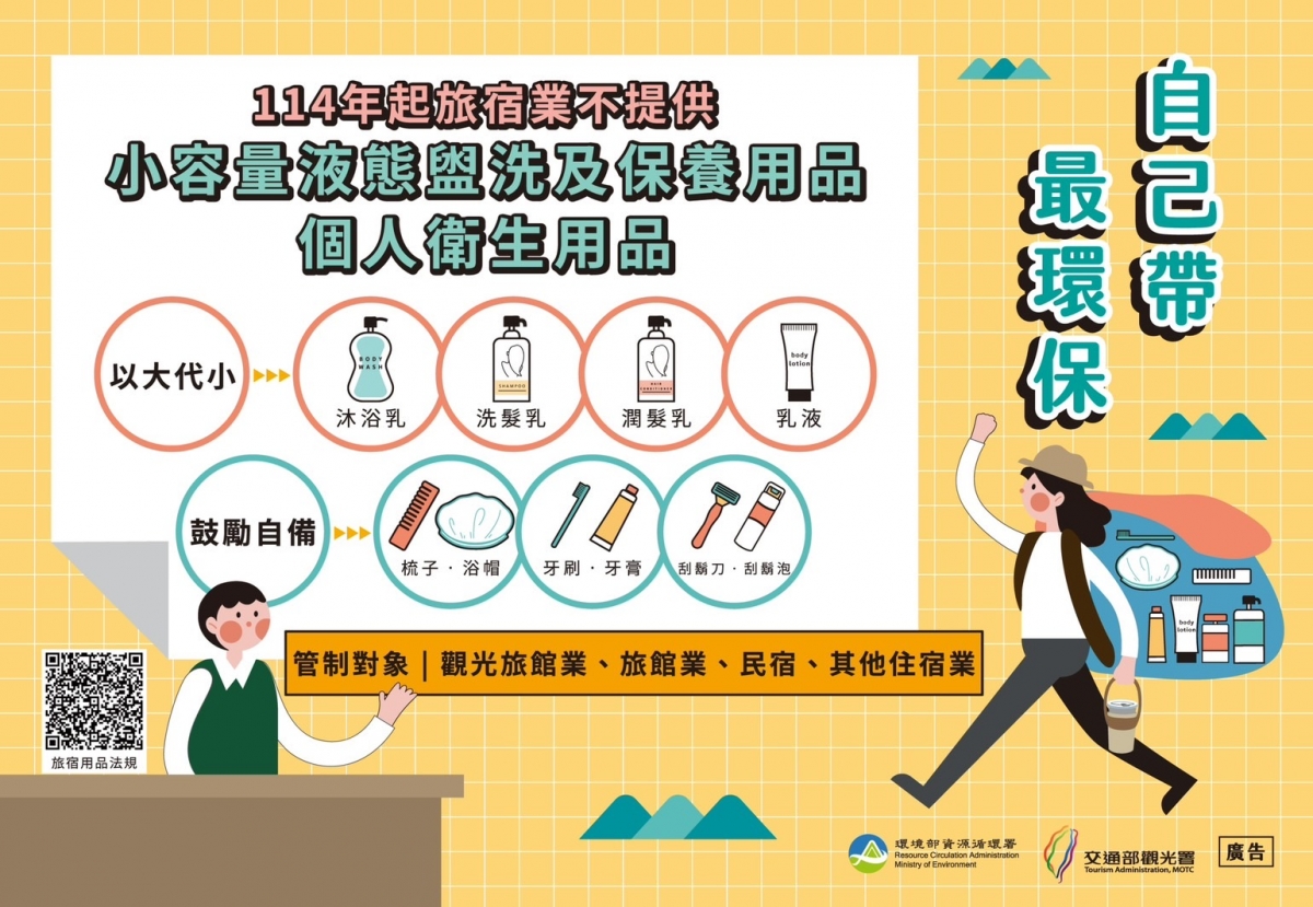 旅宿新規上路：2025年1月起禁用一次性盥洗用品與衛生用品