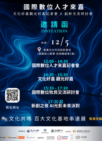 全球數位人才湧入嘉義！跨國交流、文化展示與 AI光影未來秀全線點燃，12/5 帶你看見文化科技新高度