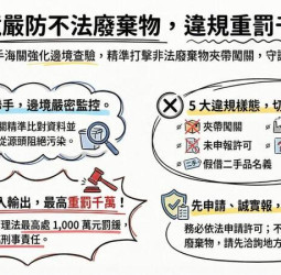 海關與環境部跨部會聯手出擊　守護邊境嚴防非法廢棄物輸出入  依法最高重罰千萬