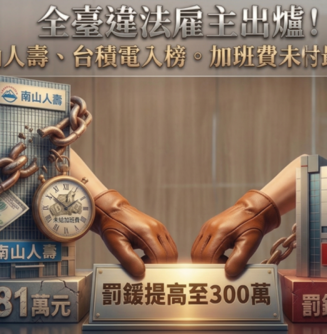 全臺十大違法雇主榜單出爐，南山人壽居冠、台積電入榜，勞團強調最大宗問題是未給加班費，建議修法提高罰責